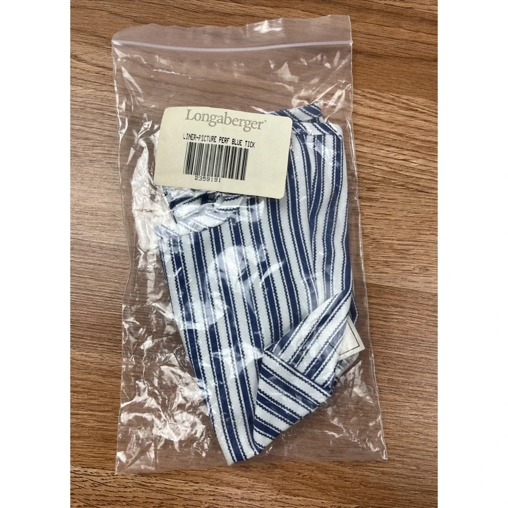 Longaberger Fabric Liner for Picture‎ Perfect Basket in Blue Tick NEW 2359191